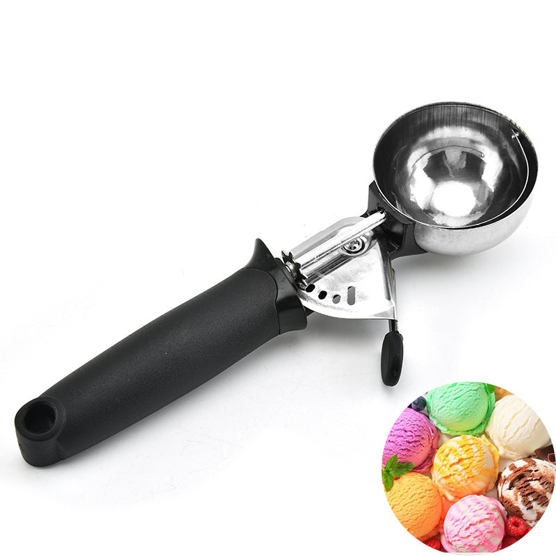 Stainless Steel Ice Cream Spoon Fruit Scoop Kitchen Utensil - Black Pink Variants
