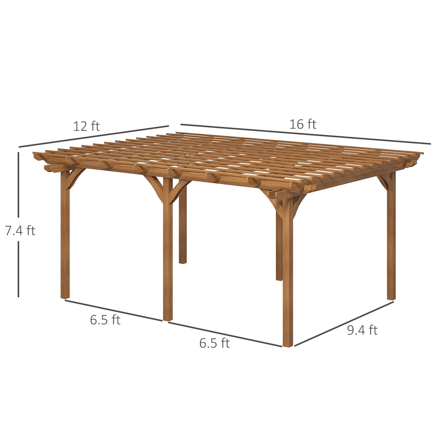 Wood Pergola Garden Trellis for Climbing Plants - Brown