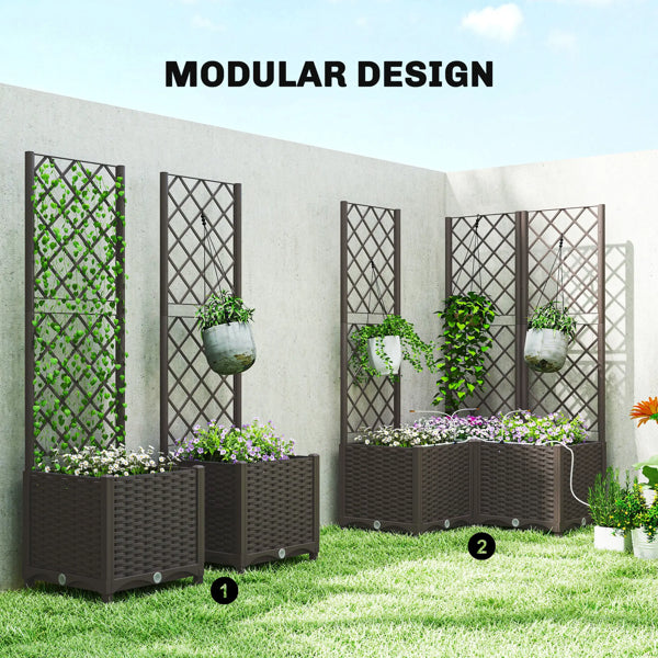 Raised Garden Bed with Trellis and Automatic Watering Timer