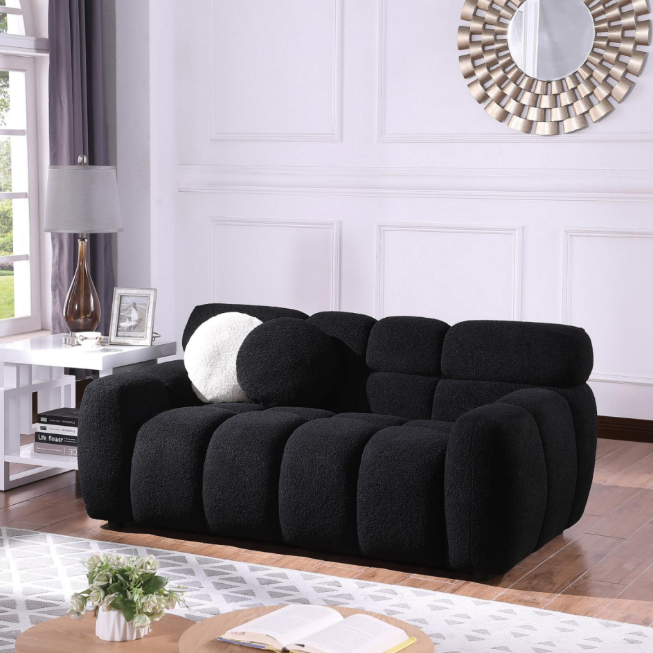 Beige Boucle 2-Seater Sofa - Medium-Soft Seating
