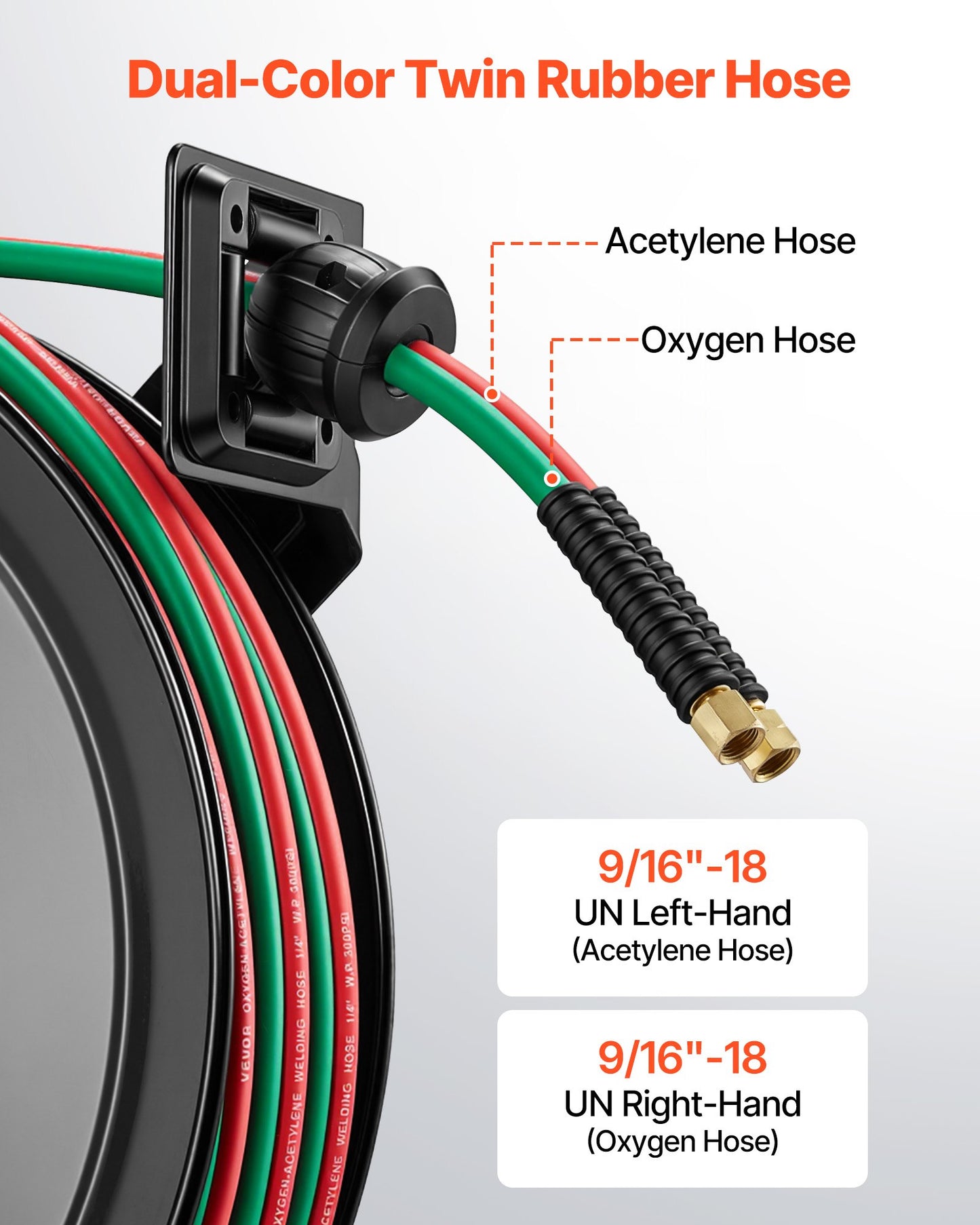Retractable Welding Hose Reel 1/4 Inch x 100FT Steel Wall Mount Auto-Rewind
