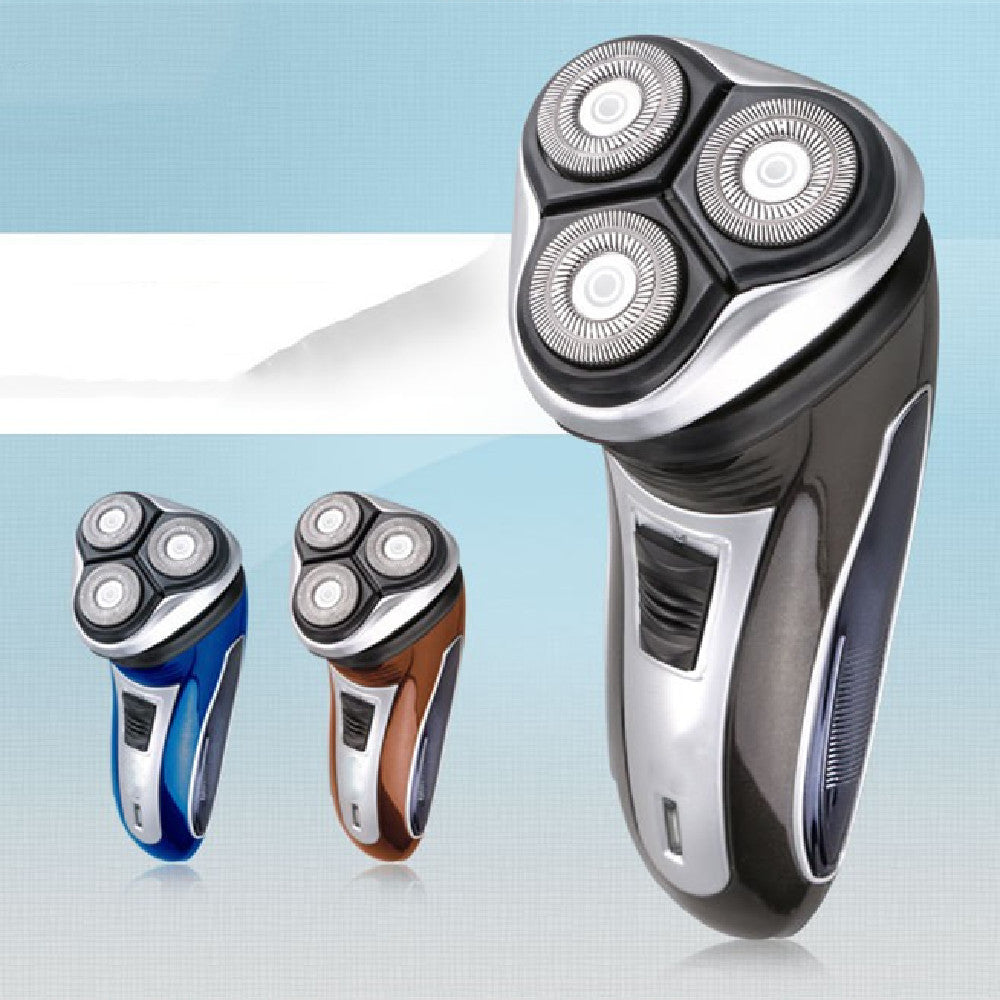 Men's Rechargeable 3-Blade Electric Shaver with Trimmer - Waterproof, Compact