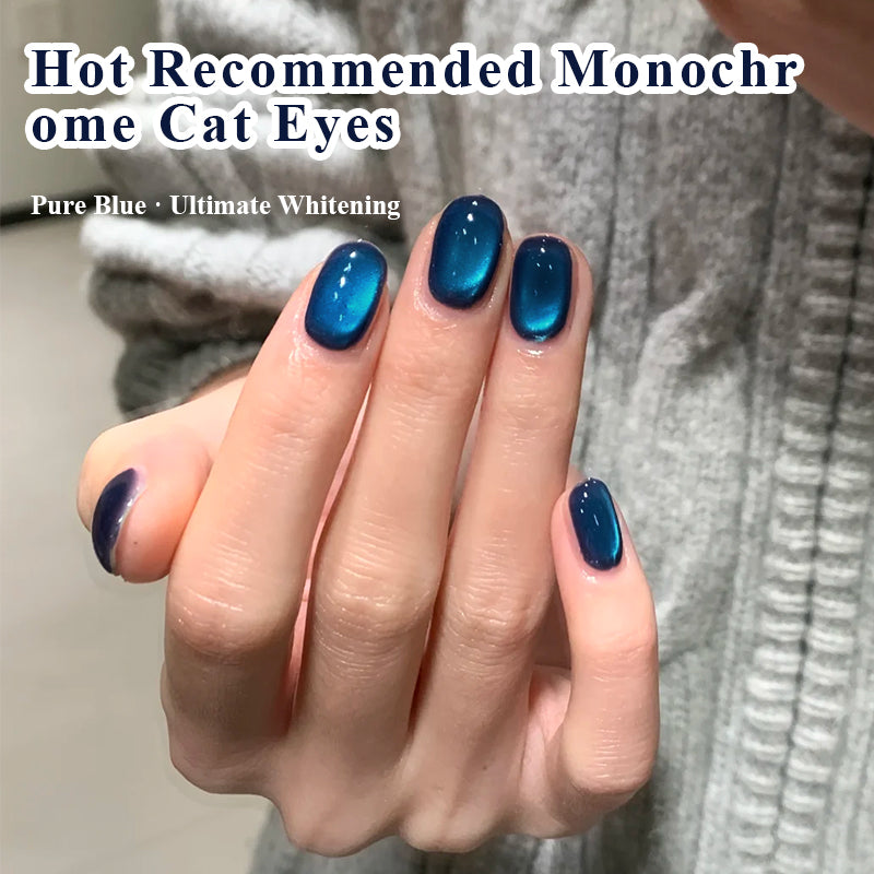 Deep Ocean Blue Magnetic Cat Eye Gel Polish - 10ml Shimmer Nail Varnish