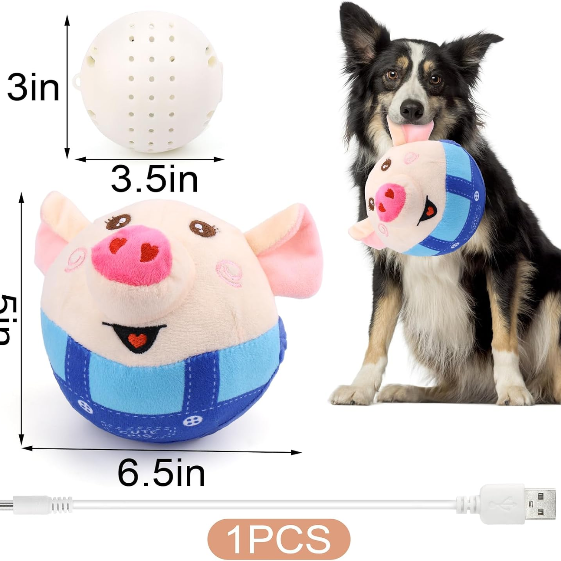 Interactive Dog Toy Pig with Recording & Music Modes - Rechargeable Moving Chew Toy for Small to Large Dogs