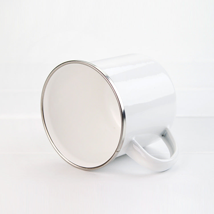 Stainless Steel Enamel Mug with Edge Coating 375ML White Kitchen Drinkware
