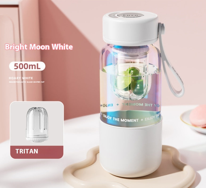 Magnetic Elastic Tea Water Separator Glass Cup with Lid 500mL