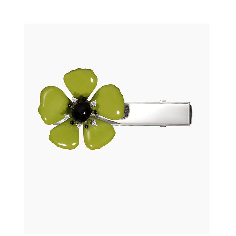 Green Flower Hairpin - Alloy Side Clip