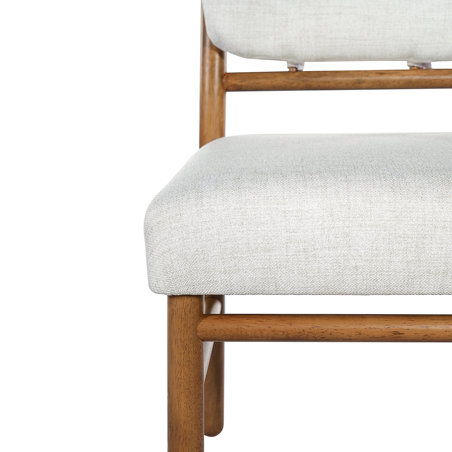 Modern Armless Dining Chairs Set of 2 - Beige Fabric & Dark Walnut