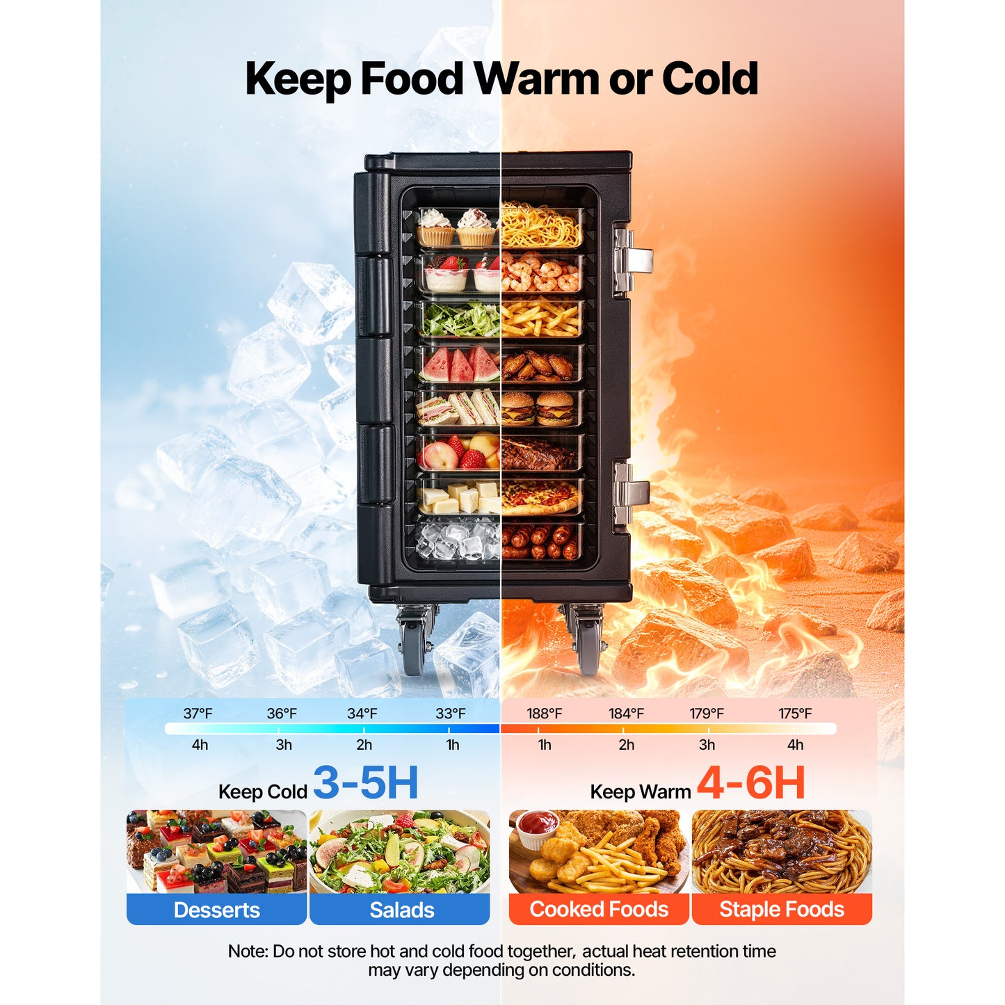 Insulated Food Pan Carrier 127 Qt Non-Electrical Food Warmer with Stainless Steel Latch