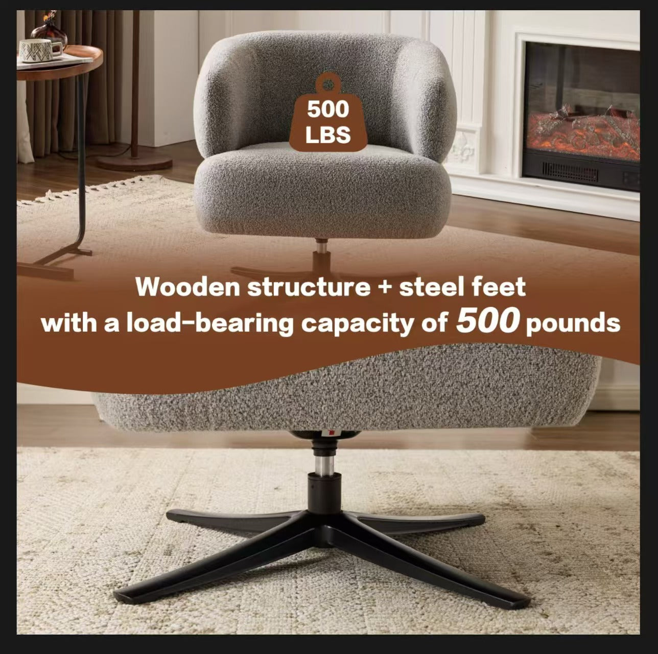 Cuddle-style Leisure Swivel Sofa Chair, Suitable For Balconies,