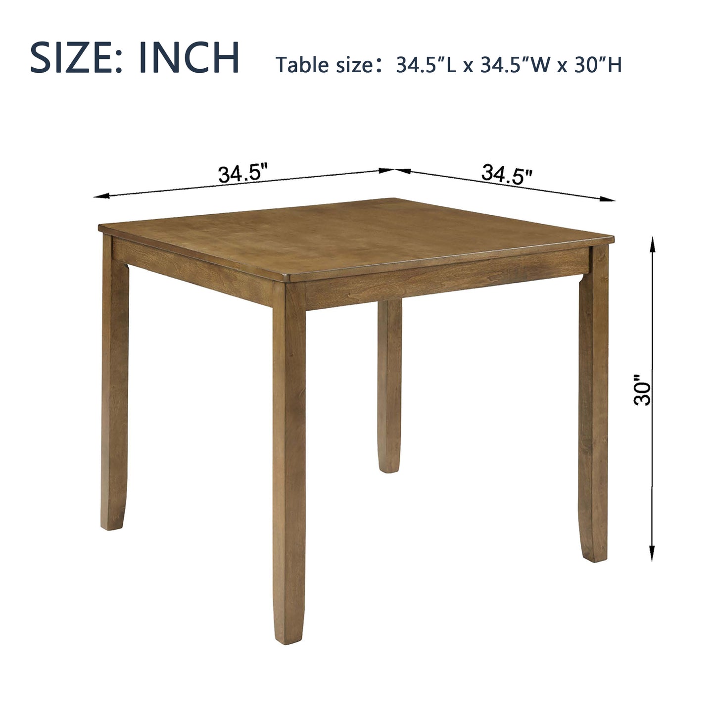 Compact Oak Square Dining Table - Seats 4, Easy Assembly