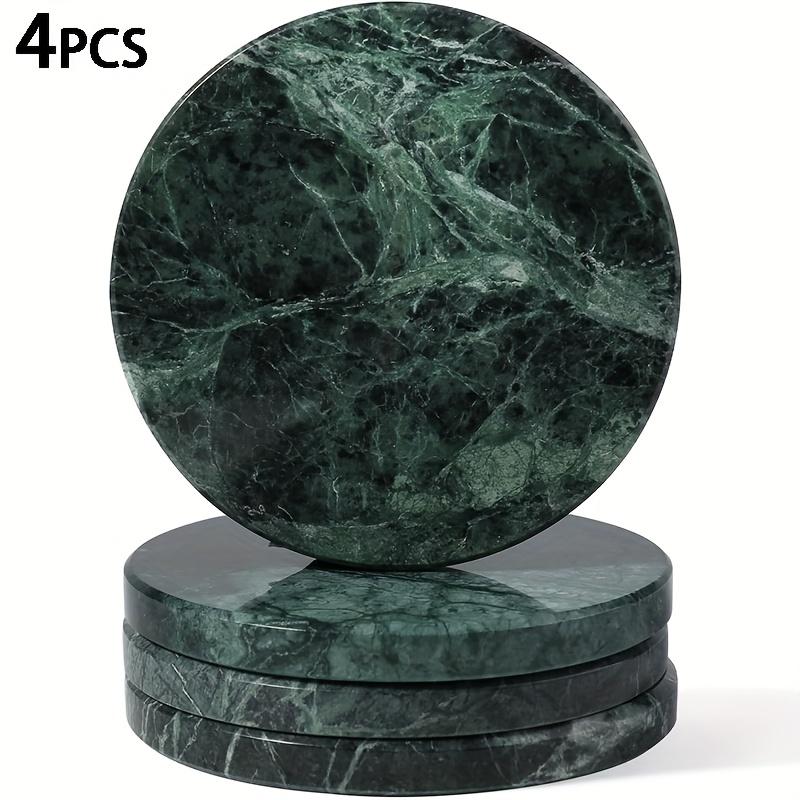 4-Piece Marble Coaster Set - Heat-Resistant Round Table Protectors