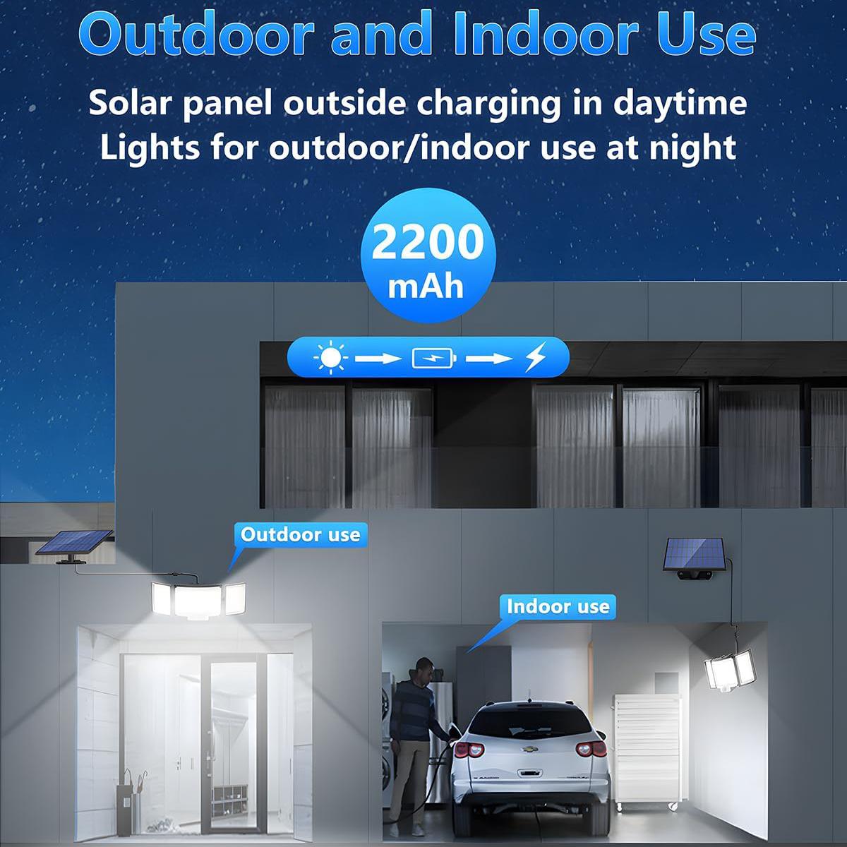 Outdoor Solar Motion Sensor Light 348 LEDs Waterproof 3-Head Security Lamp with Remote