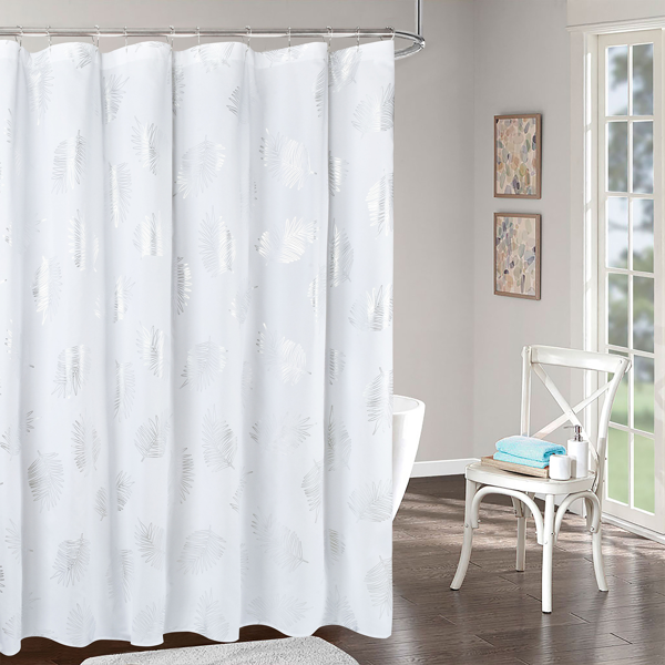 Tropical Monstera Glitter Shower Curtain - 72x72 inches
