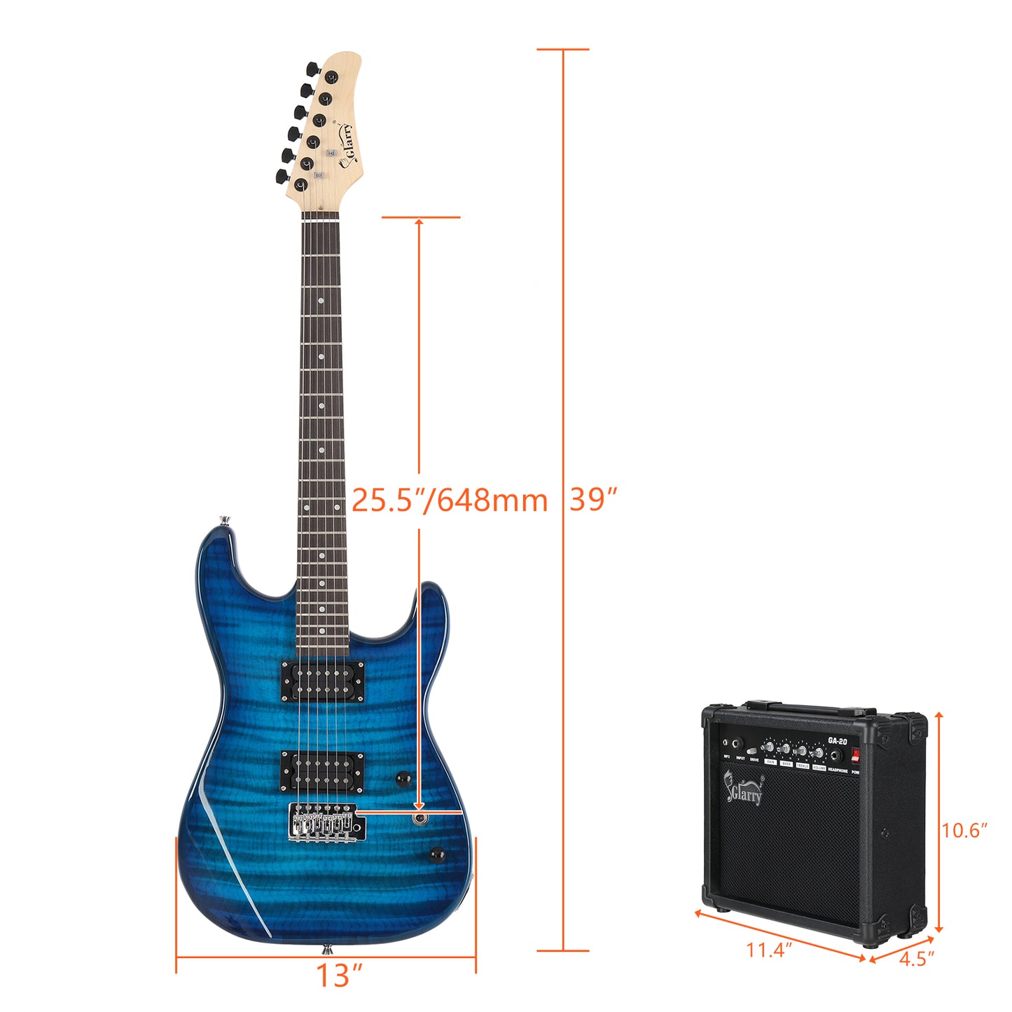 Electric Guitar Kit with Speaker - Blue
