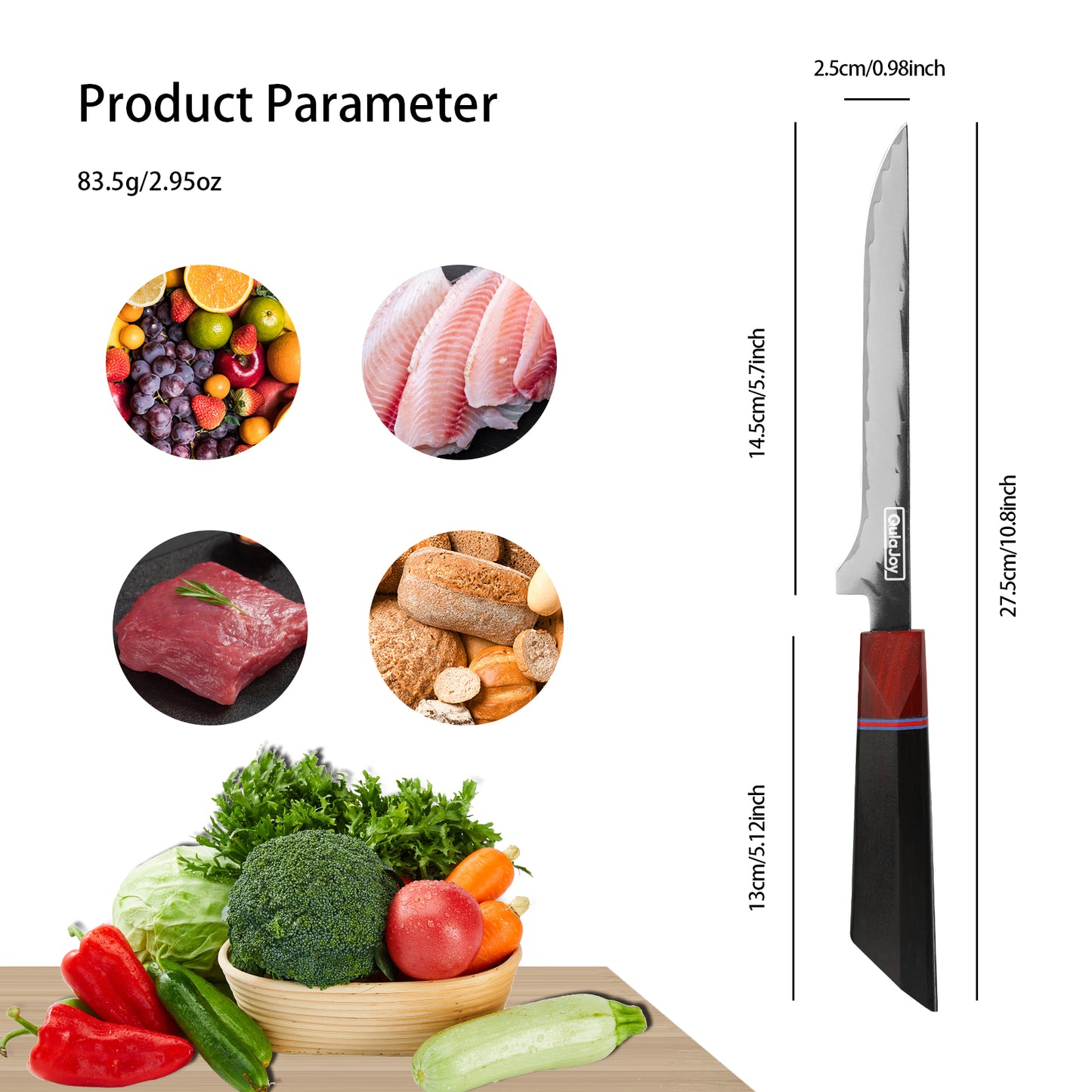 Japanese Boning Knife with Sandalwood Handle - 3-Layer HC Steel