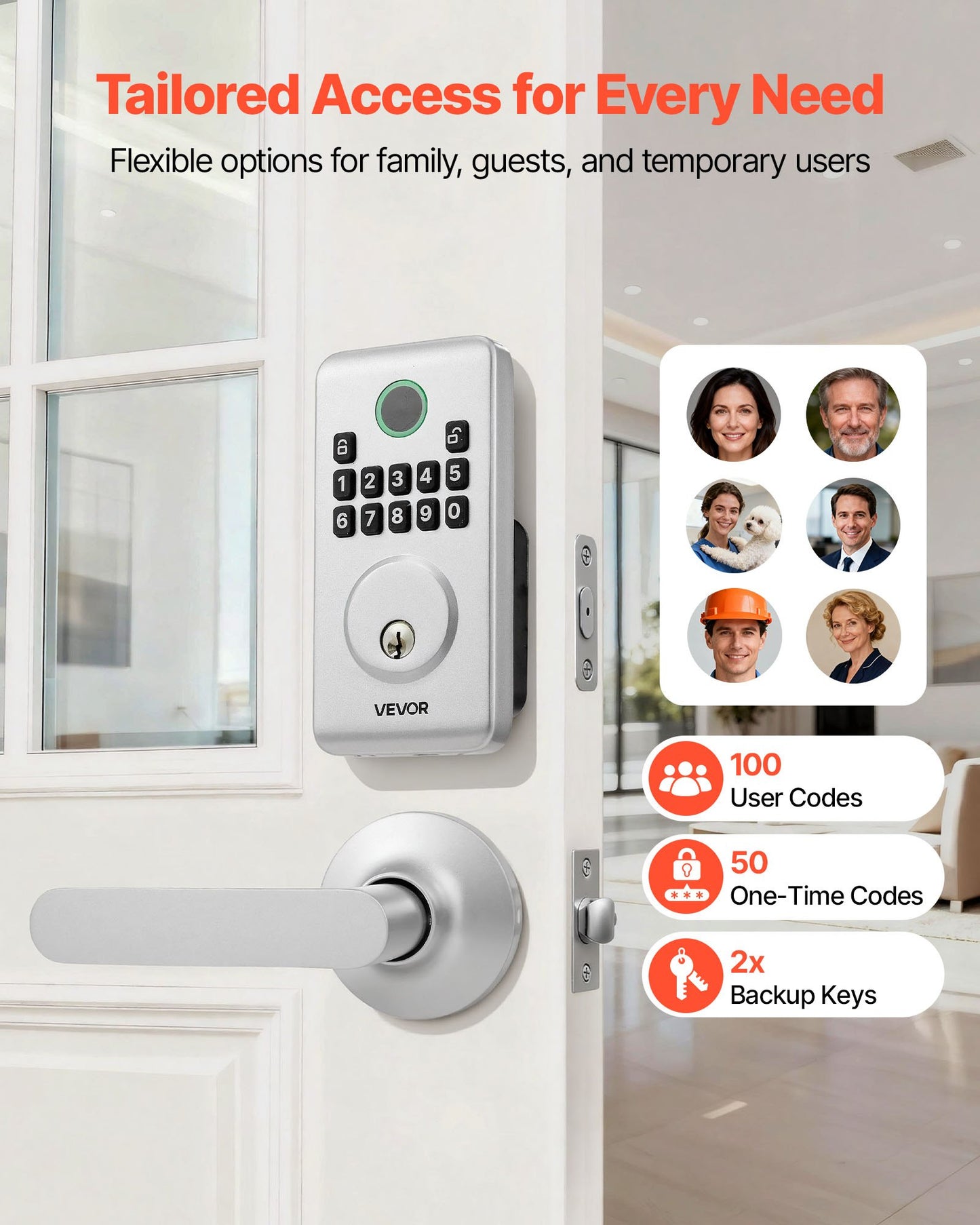 Keyless Entry Door Lock with Handle Set - Electronic Keypad Deadbolt, Auto Lock, Anti-Peek, Black
