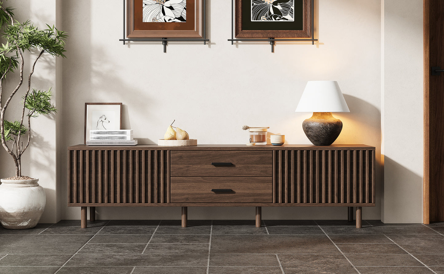 Modern 70-Inch TV Stand for TVs Up to 80 Inches - Dark Brown