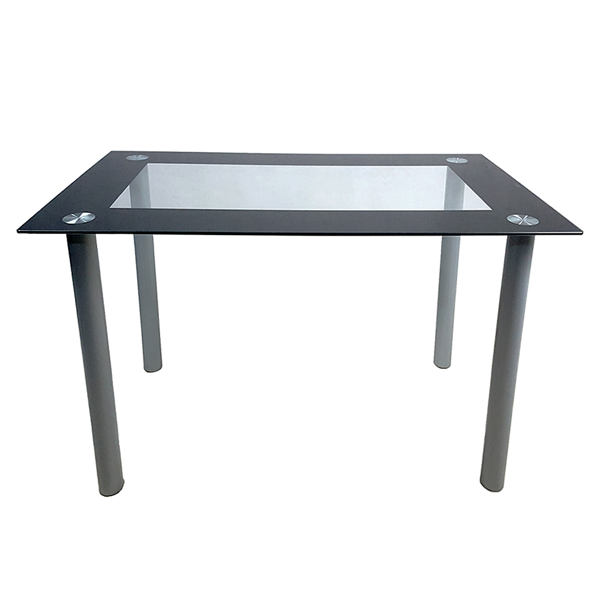 110cm Tempered Glass Dining Table with Stainless Steel Frame