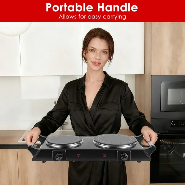 1800W Electric Double Burner Hot Plate with 5 Temperature Settings