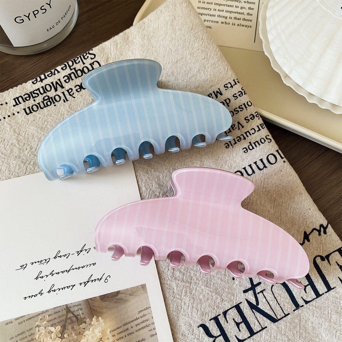 Striped Acetate Claw Clip for Women and Men