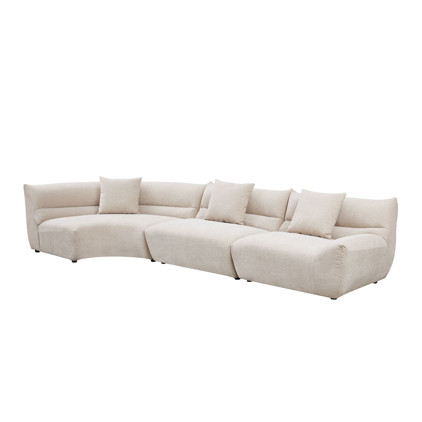 Modular Curved Sectional Sofa - 3-Piece Free-Form Design in Oatmeal