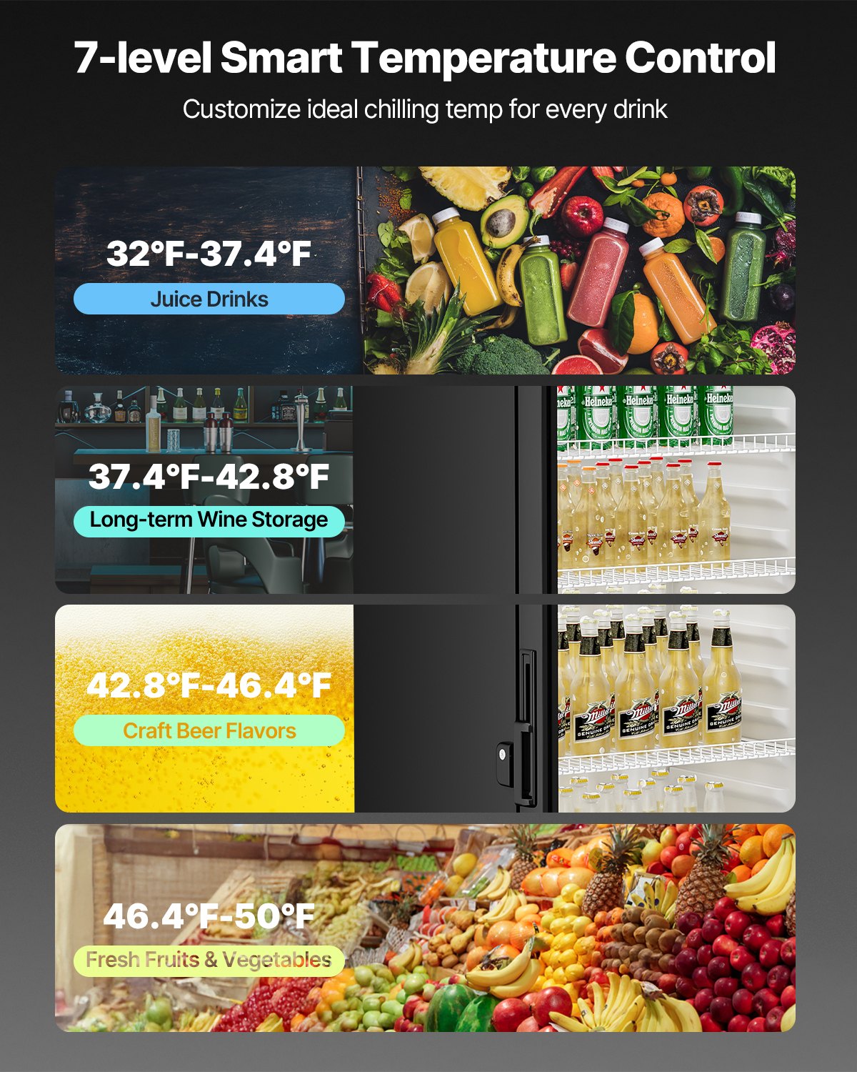 12.2 Cu Ft Commercial Glass Door Display Refrigerator - Black