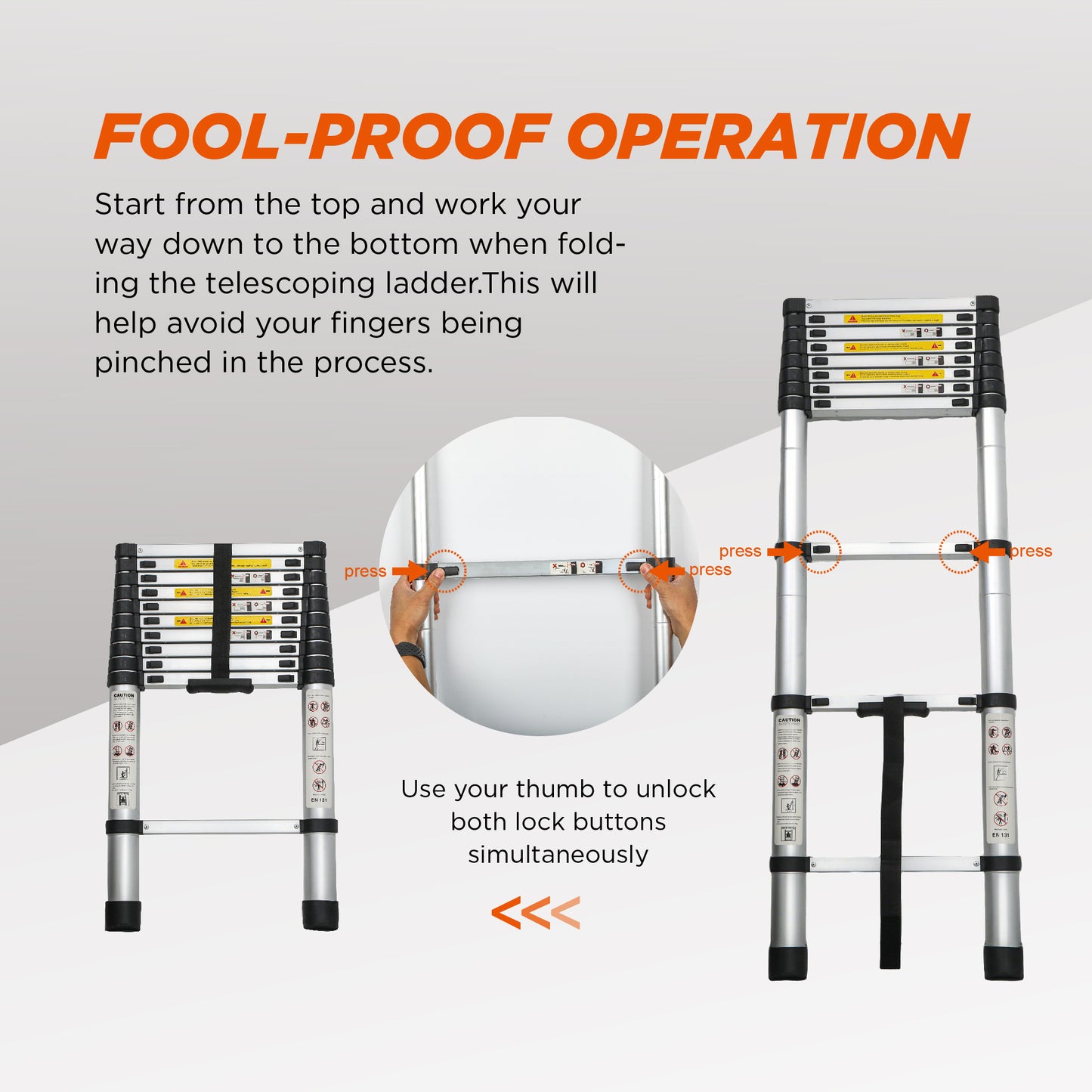 10.5 Ft Aluminum Telescoping Ladder for Outdoor Work & Heavy Duty Use
