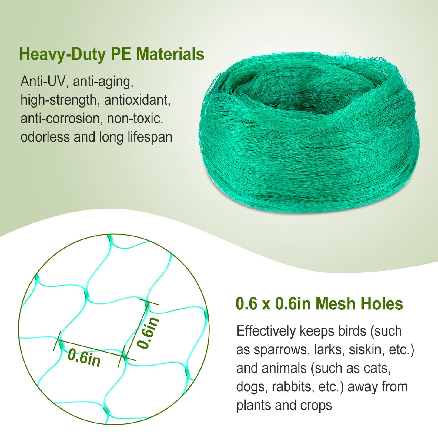 Heavy Duty Garden Bird Netting 13x33ft for Plants Fruits & Vegetables Protection