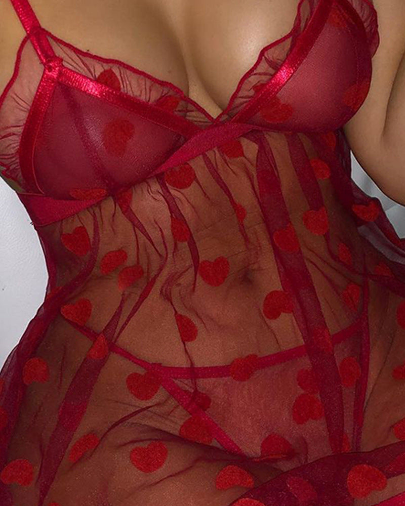 Women's Mesh See-Through Pajamas - Suspender Loungewear for Women