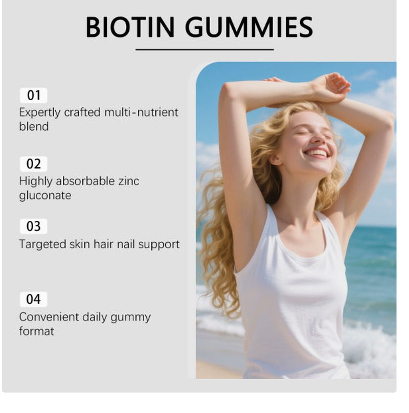 Hair Health Gummies - 60 Soft Candies with Vitamins & Biotin