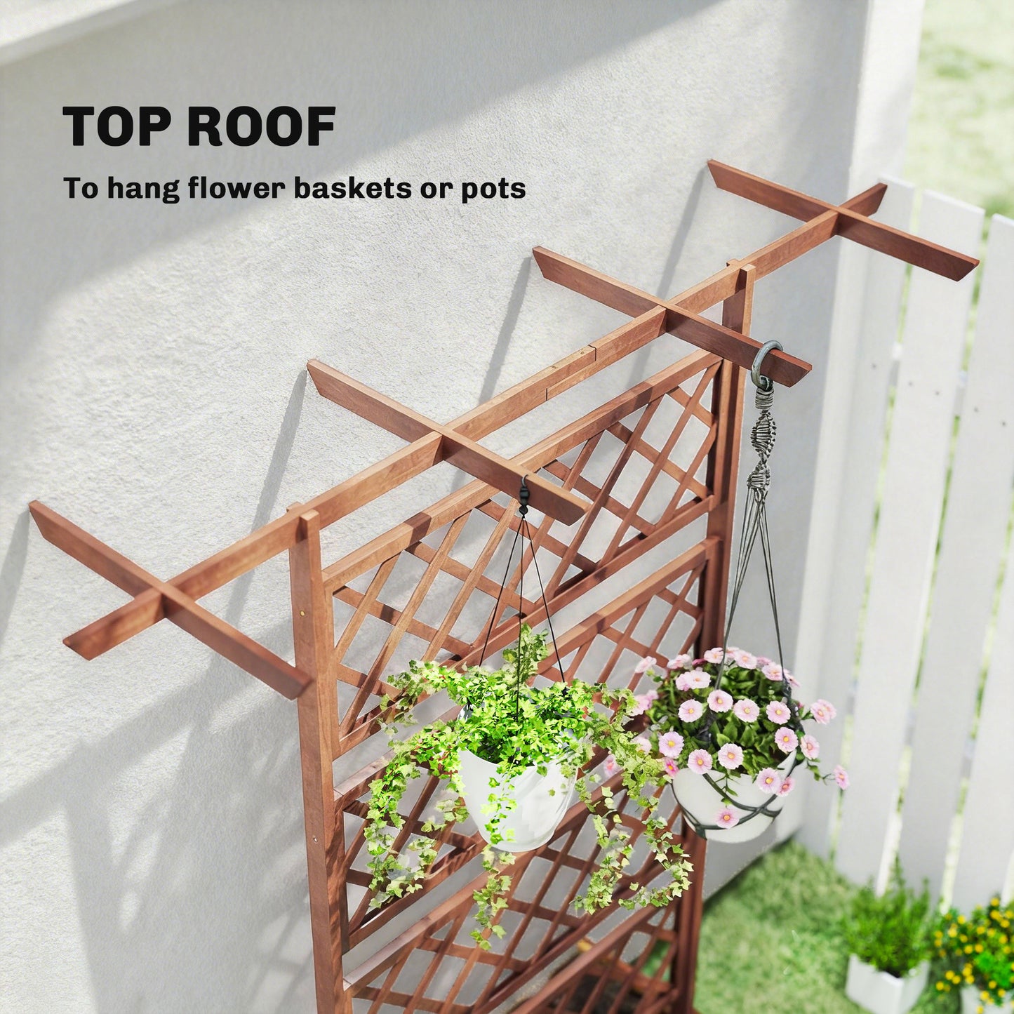 Wooden Trellis Planter Box for Vegetables Herbs Flowers - Raised Garden Bed, Orange
