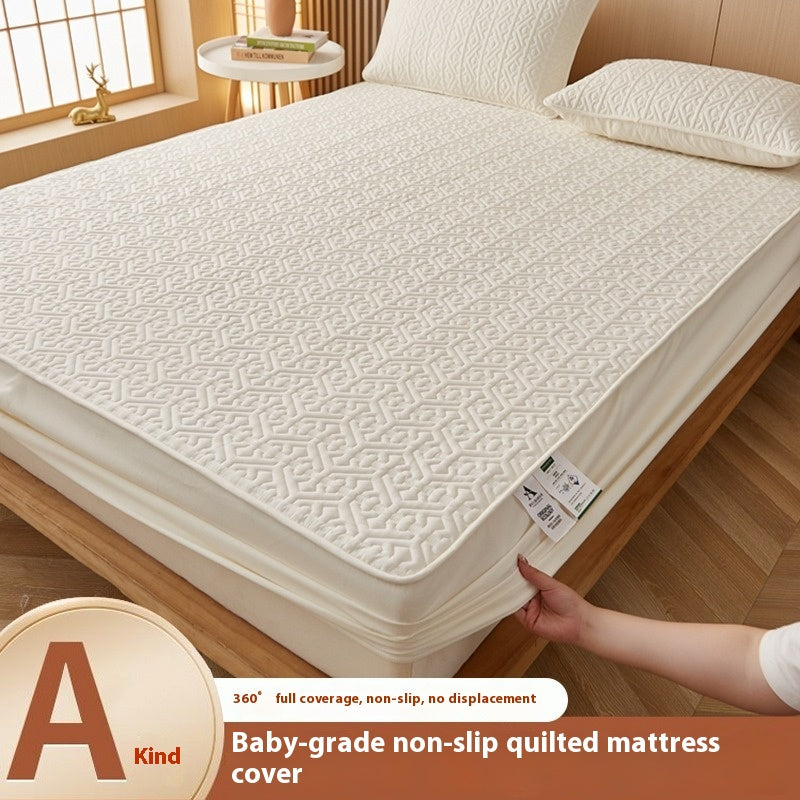 Quilted Fitted Bed Sheet with Antibacterial Fiber - Thick & Durable, 100x200cm