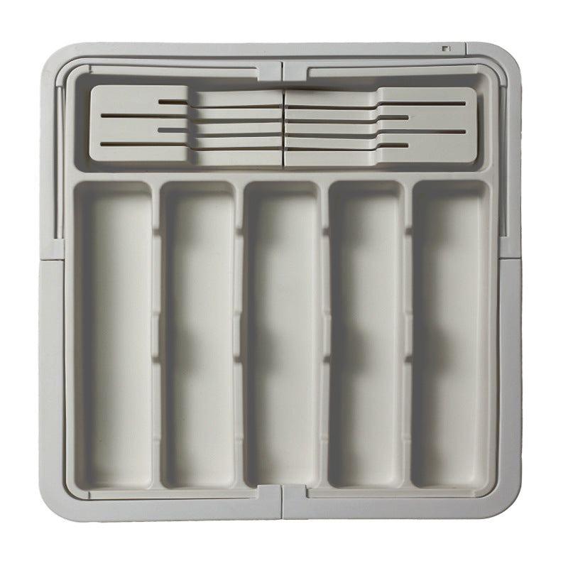 Kitchen Cutlery Storage Box Organizer with Expandable Compartments