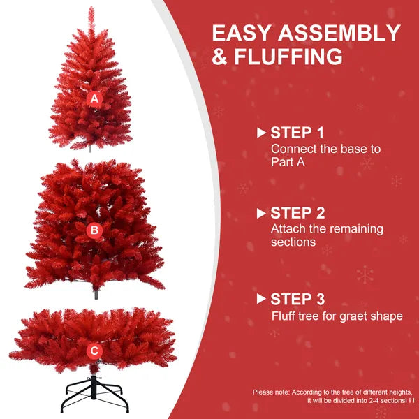 Red Christmas Tree - Pure PVC with 1066 Tips & Hinged Branches