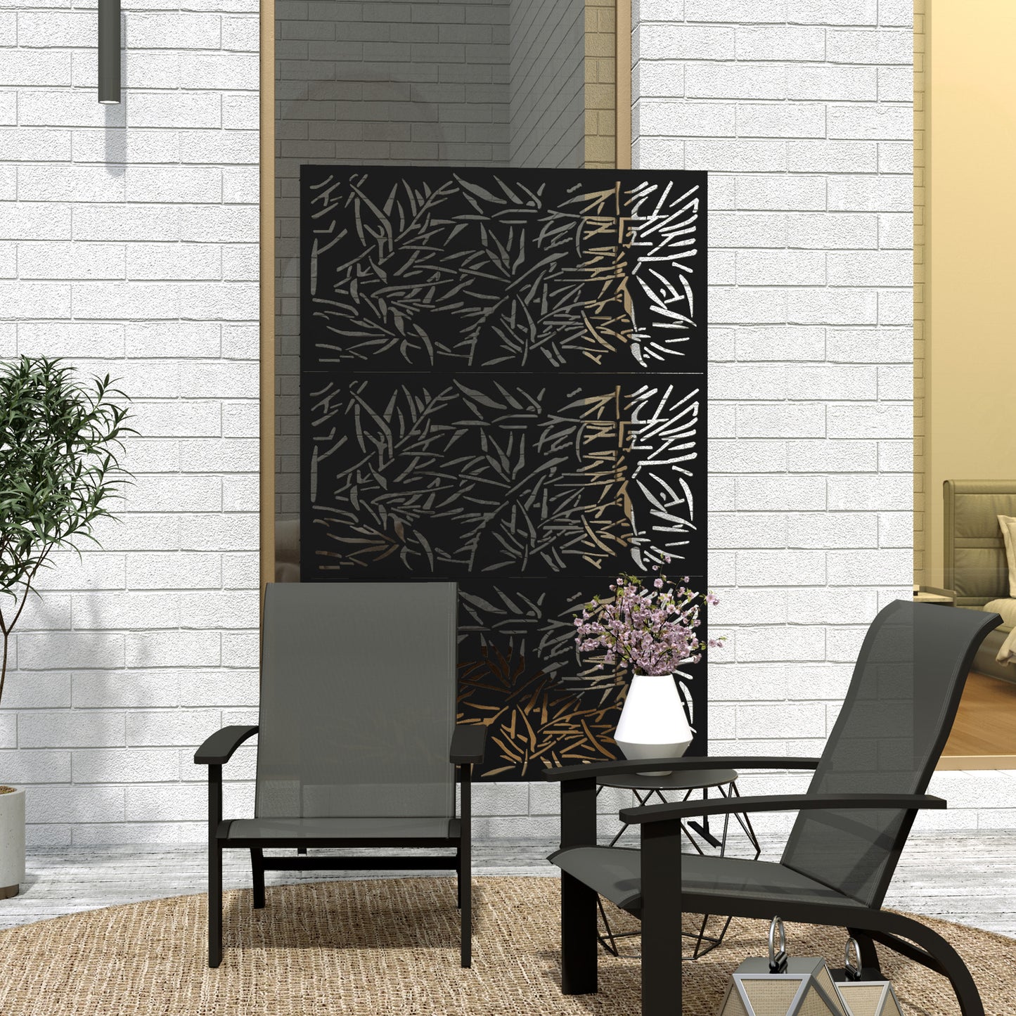 Outdoor Privacy Screen and Climbing Trellis - Black Bamboo