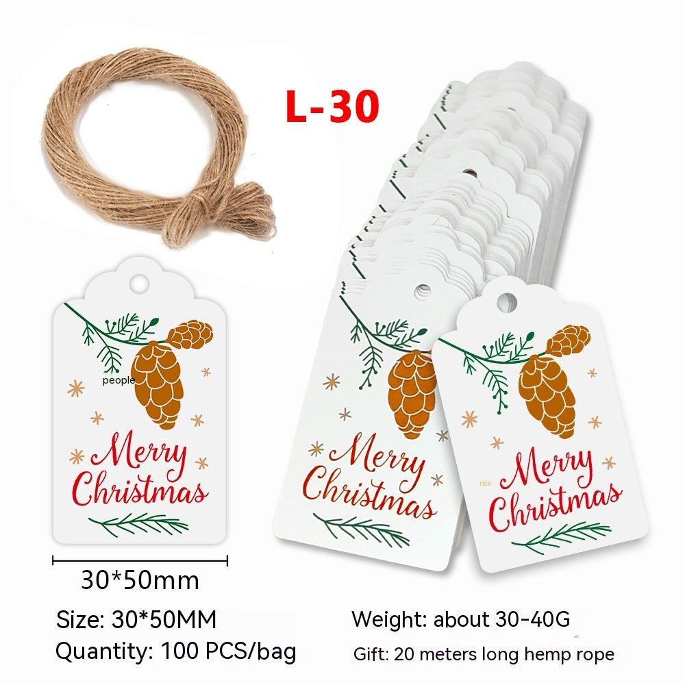 Christmas Kraft Paper Gift Tags with Santa Claus Card - Festive Packaging Labels