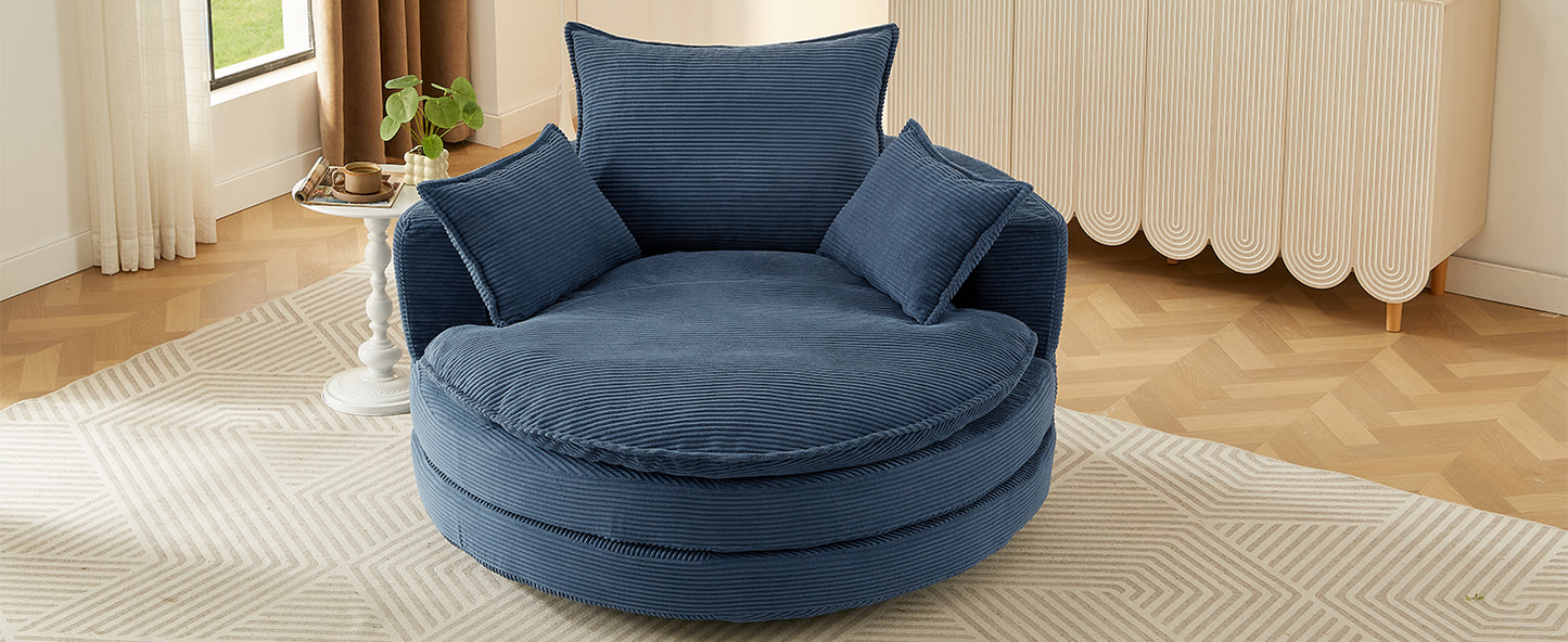 360° Swivel Accent Chair with Dual-Layer Cushion - Blue