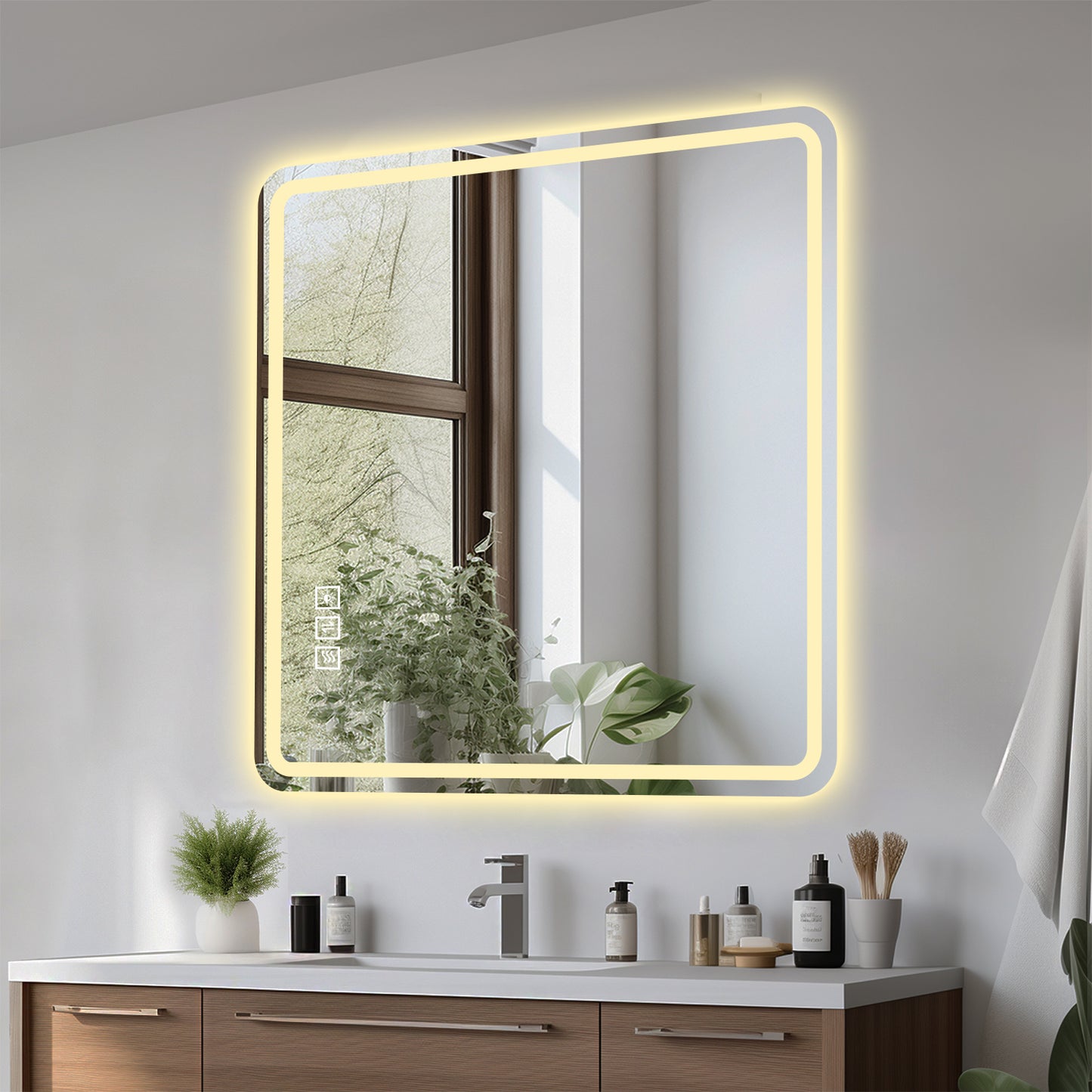 36x36in LED Bathroom Mirror - Anti-Fog & Rust-Resistant, Tri-Color