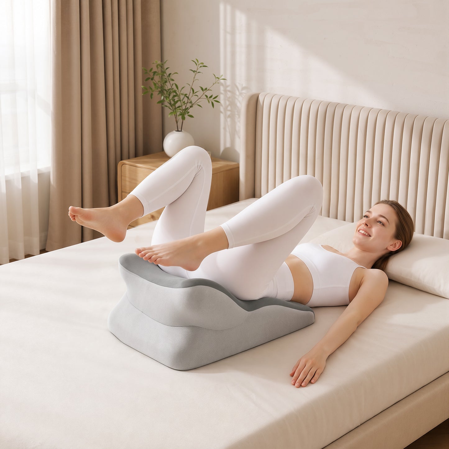 Ergonomic Memory Foam Support Pillow for Couples - Grey