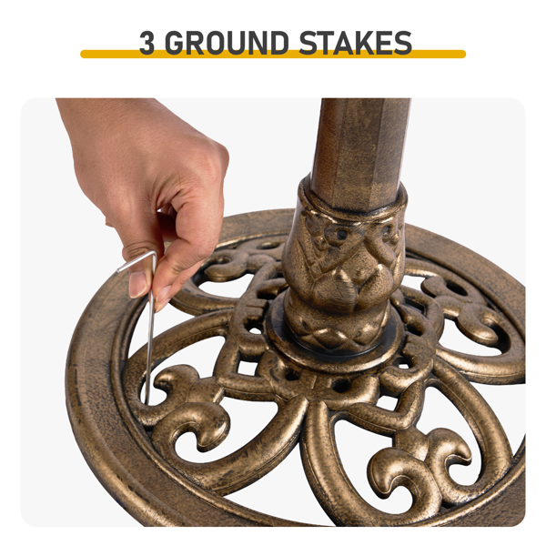 Antique Bronze Resin Bird Bath with Shell Edge and Solar Fountain - Outdoor Garden Decor