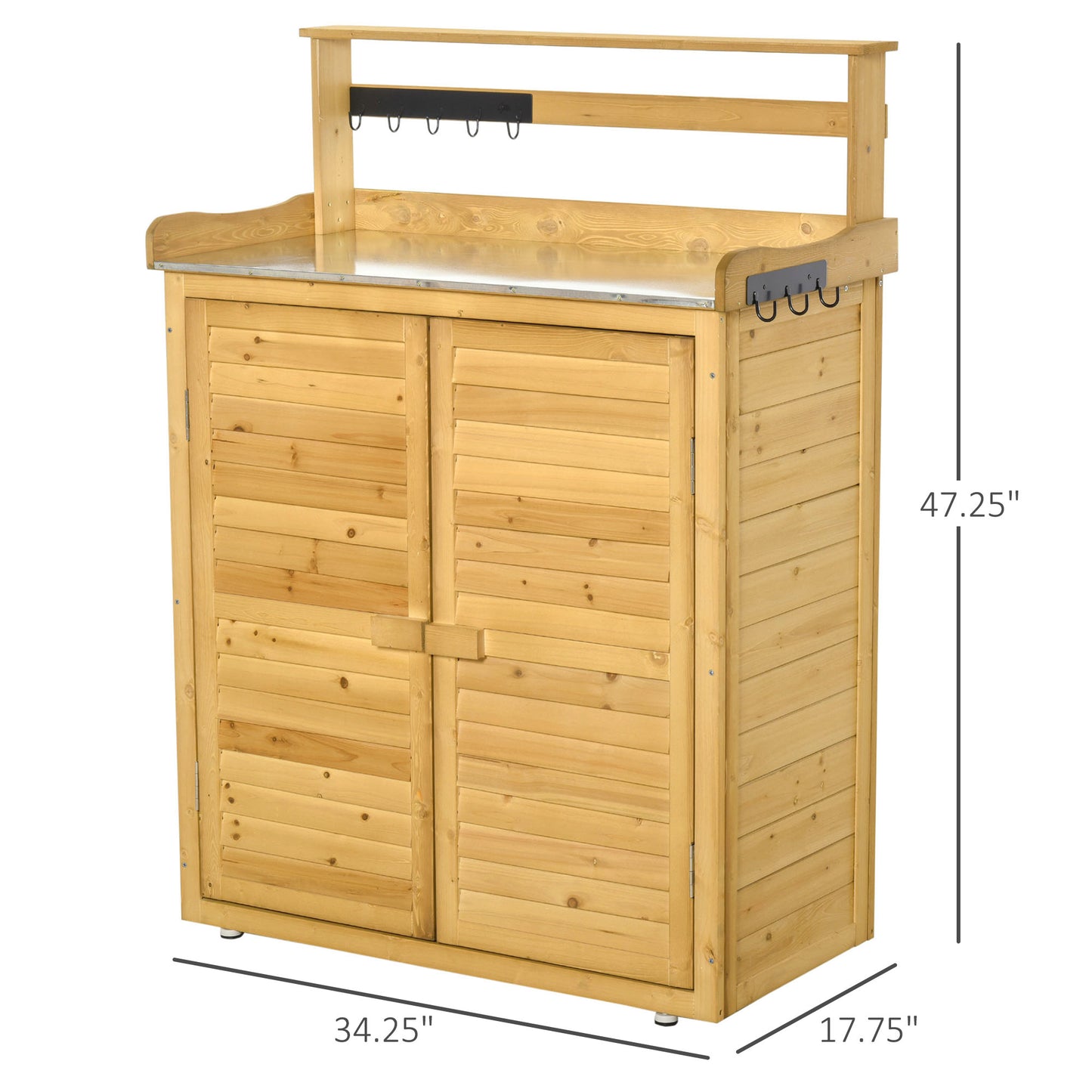 Outdoor Garden Tool Storage Shed with Potting Bench - Weatherproof Fir Wood, Yellow