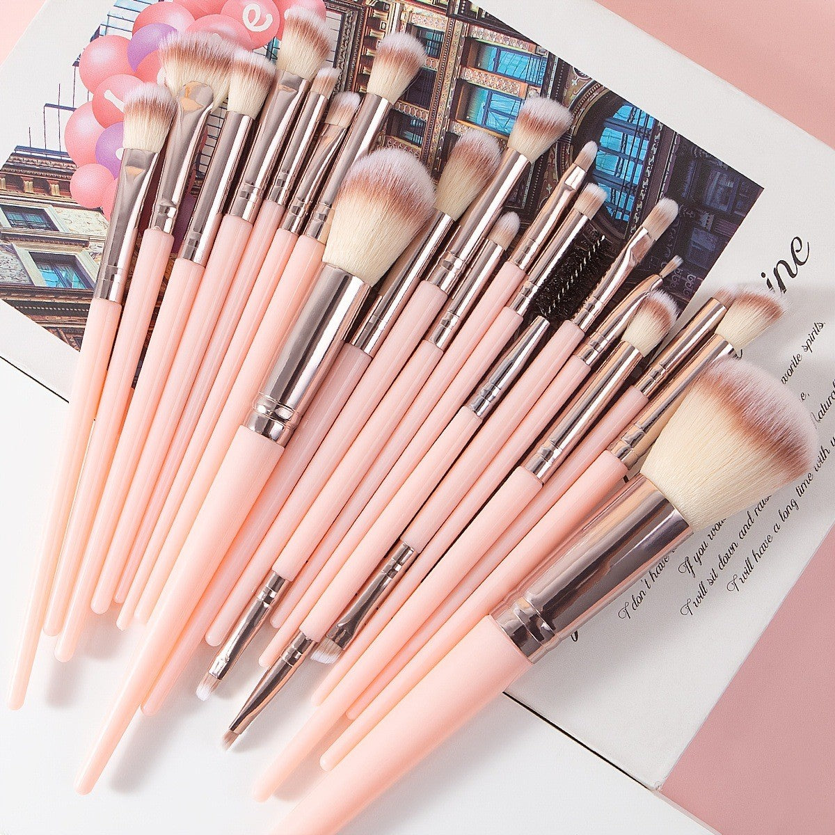 25-Piece Professional Makeup Brush Set - Synthetic Face & Eye Tools