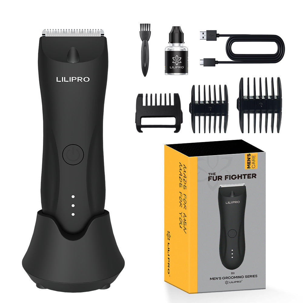 Waterproof Electric Body Hair Clipper - Black