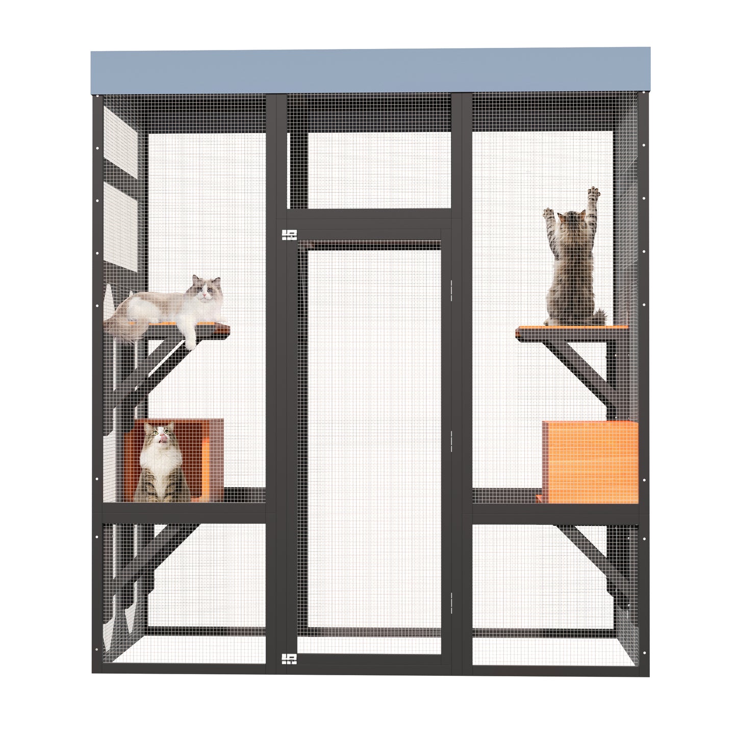 Outdoor Cat Enclosure with 5 Platforms & Napping Houses, Secure Metal Wire, Easy Assembly
