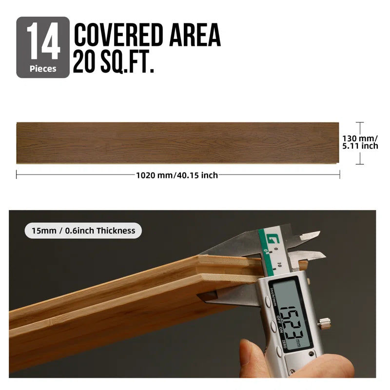 Solid Bamboo Flooring Planks - 20 Sq Ft, 14 Pieces, Eco-Friendly