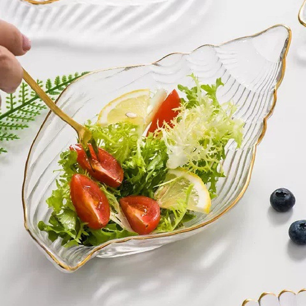 Gold Edging Glass Ocean Dim Sum Plate - Creative Nordic Style Tableware