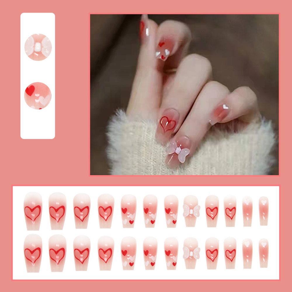 Red Glitter Christmas Nail Art Kit with Nail Tips & Glue - Easy Nail Design