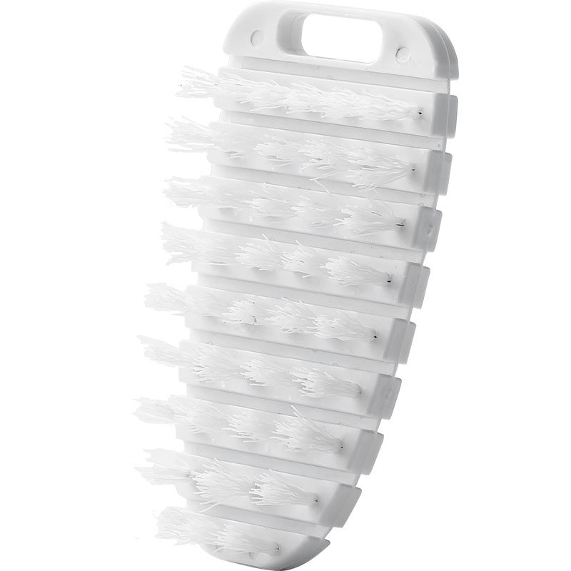 Flexible Fruit and Vegetable Cleaning Brush, Bent Design - White & Grey