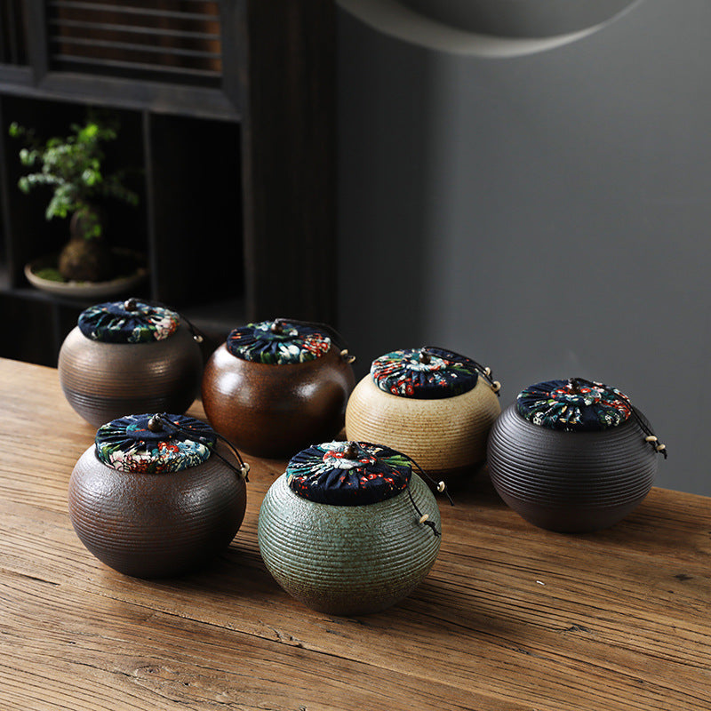 Coarse Ceramic Tea Caddy Airtight Canister for Pu-erh Tea Kitchen Storage